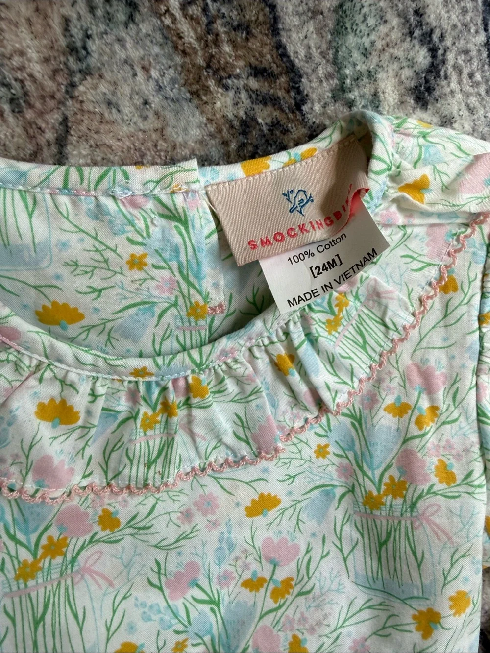 Smockingbird Floral Bouquet Smocked Jenny Bubble